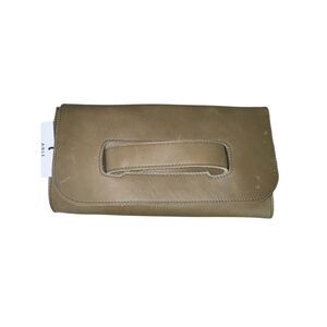 ABLE Mare Leather Olive Green Clutch Handle Handmade Ethiopia Purse NEW